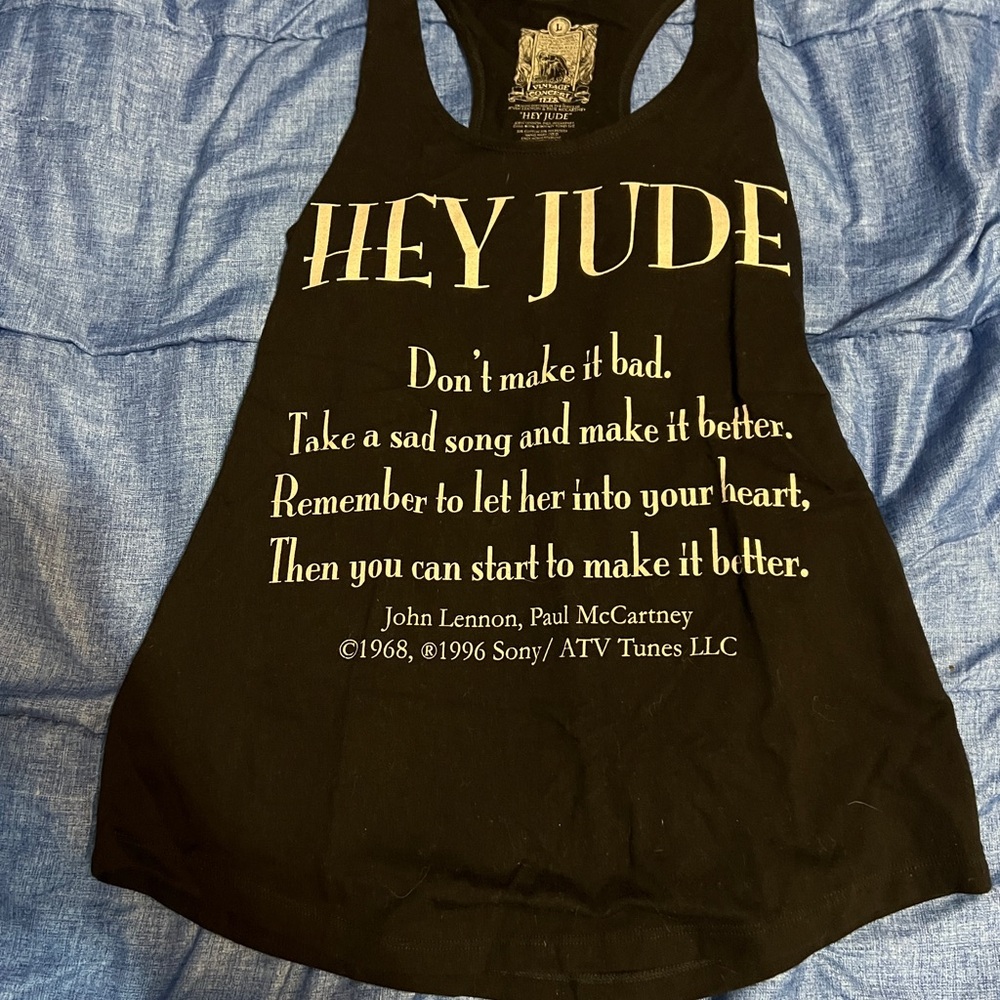 Black 'Hey Jude' Graphic Tank Top